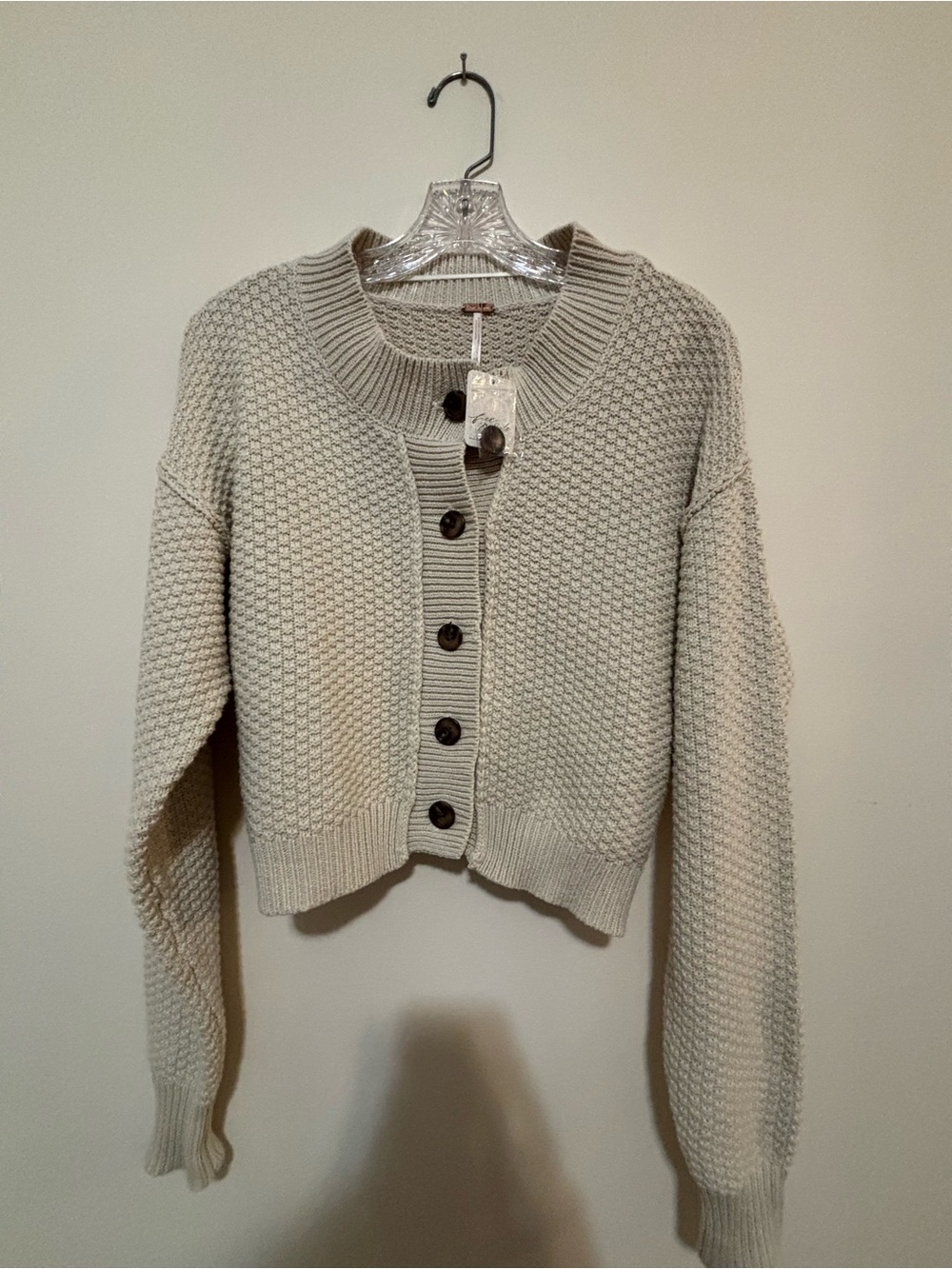 Women's Chunky Button-Up Cardigan Sweater - Beige - Picture 2 of 7